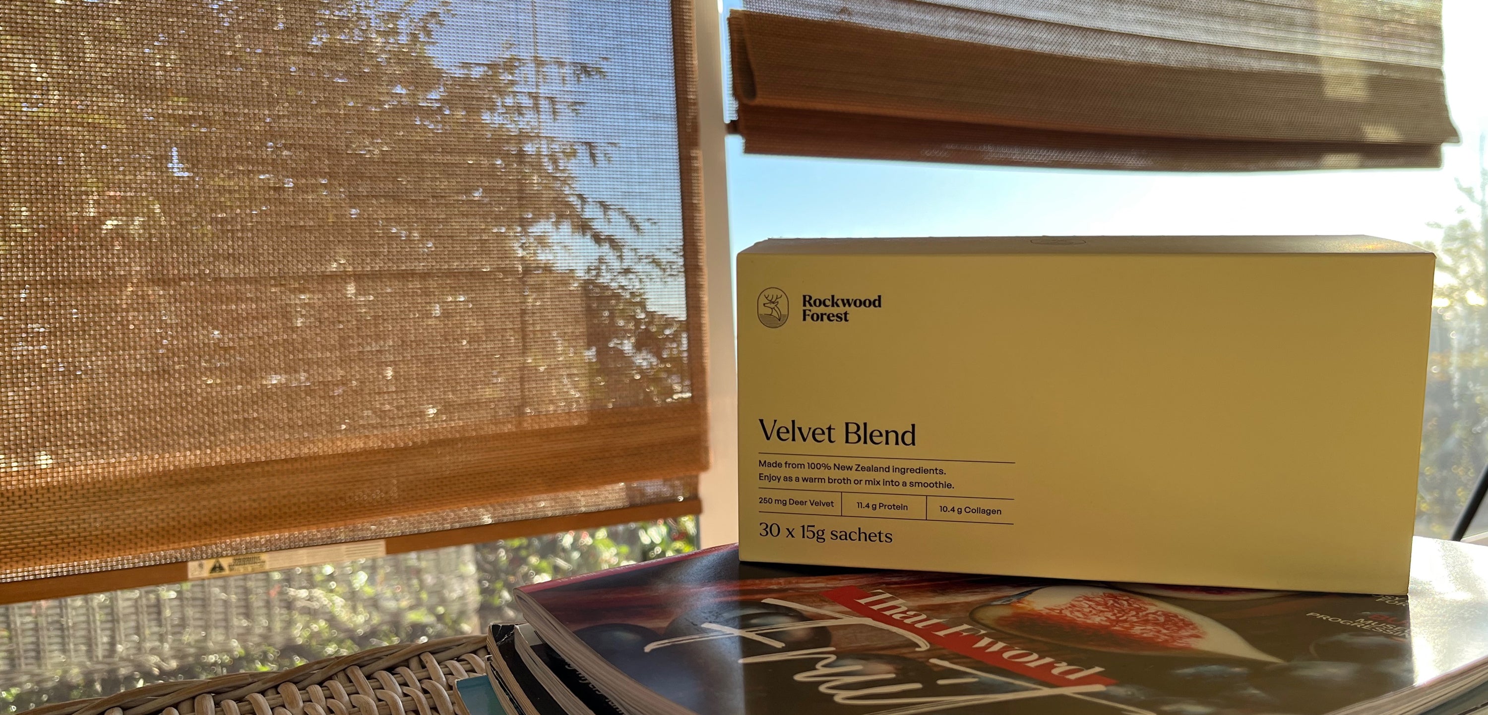 Velvet Blend combines New Zealand deer velvet and beef bone broth. Rich in IGF-1, collagen types 1 & 3, and protein, offering benefits for athletic performance, skin elasticity, gut health, healthy hair and nails, strength, and endurance. Add it to your smoothie or sip as a broth.
